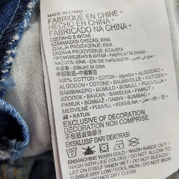 Levis Shortalls Blue Bib Shorts Girls 12R 29x4 Distressed Med Wash Cotton Denim - Picture 10 of 12